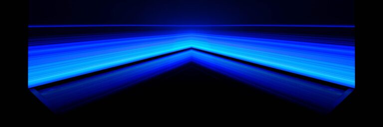 Dynamic blue abstract art with sharp geometric lines evokes modern design and creativity.